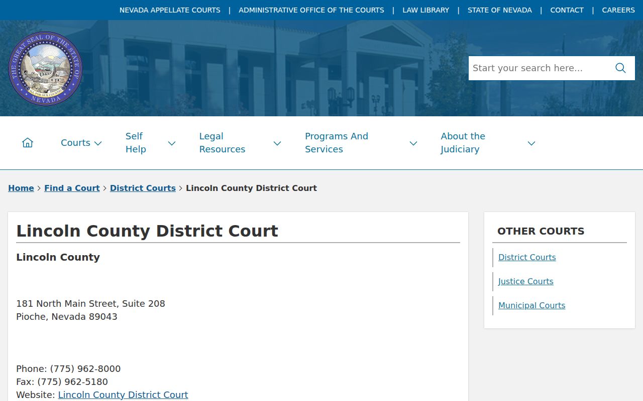 Lincoln County active warrants source showing the state district court directory