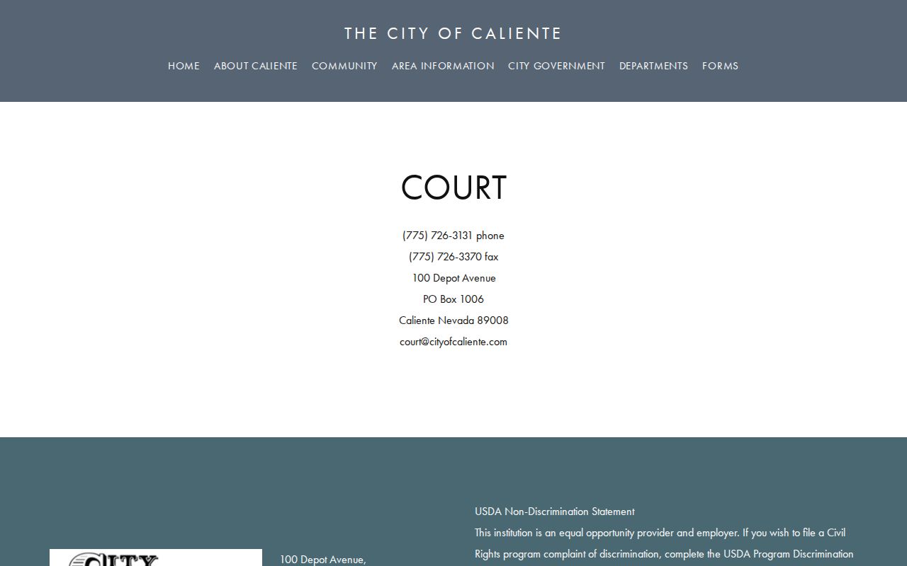 Lincoln County bench warrants source showing the Caliente city court contact