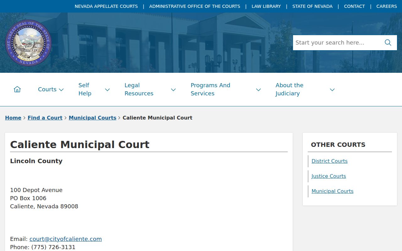 Lincoln County bench warrants source showing the state municipal court directory